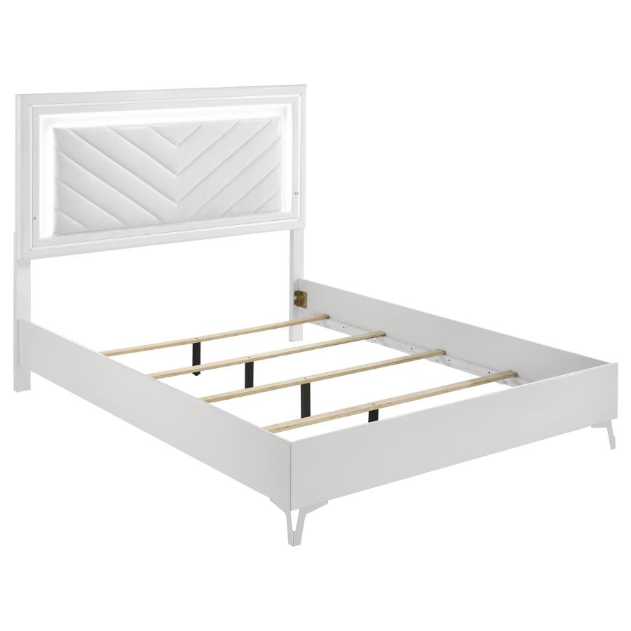 Cassia 4-piece Queen LED Bedroom Set White High Gloss-zoom-3