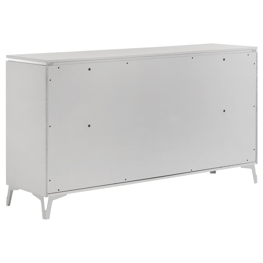 Cassia 4-piece Queen LED Bedroom Set White High Gloss-8