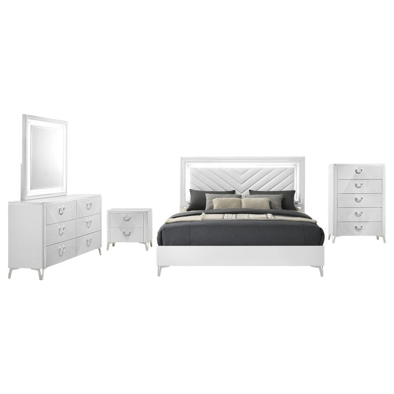 Cassia 5-piece Queen LED Bedroom Set White High Gloss-zoom-