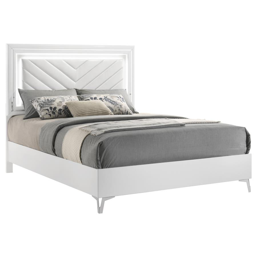 Cassia Queen LED Panel Bed White High Gloss-zoom-3