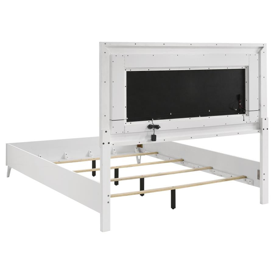 Cassia Queen LED Panel Bed White High Gloss-5