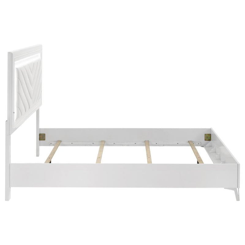 Cassia Queen LED Panel Bed White High Gloss-zoom-