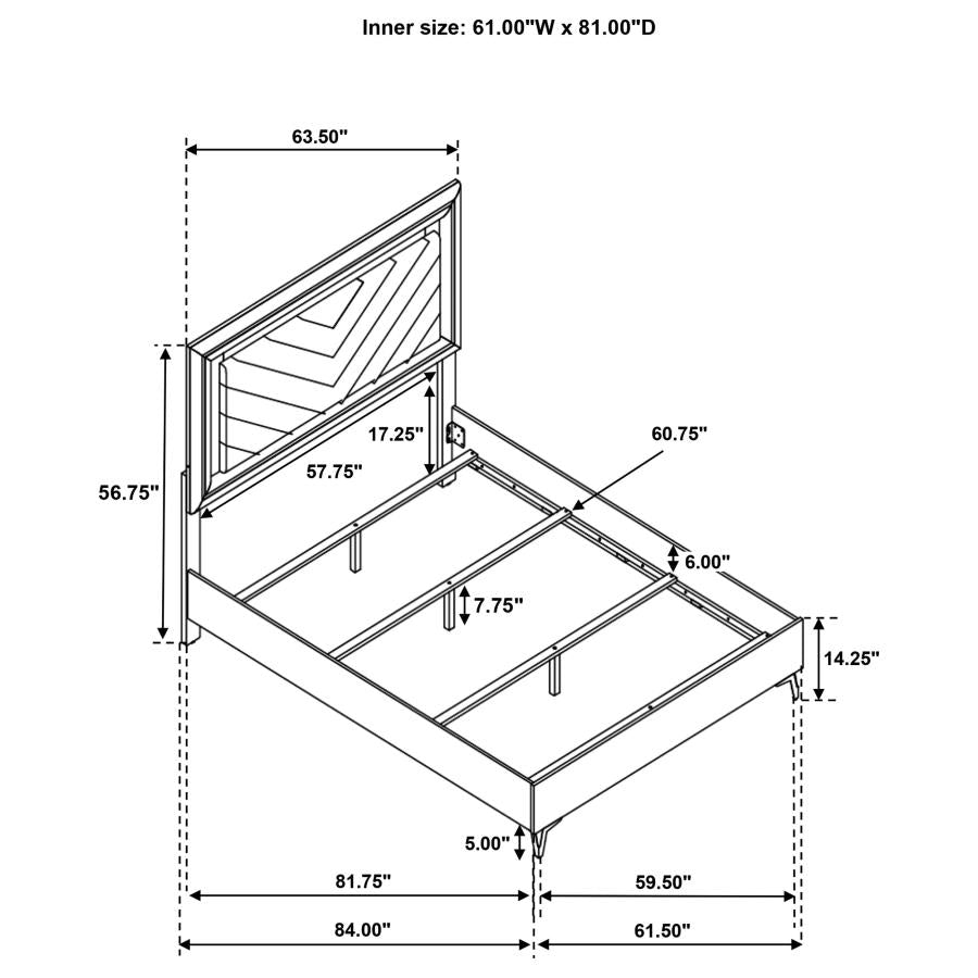 Cassia Queen LED Panel Bed White High Gloss-11