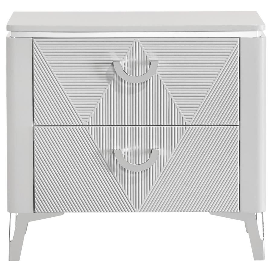 Cassia 2-drawer Nightstand Bedside Table White High Gloss-3