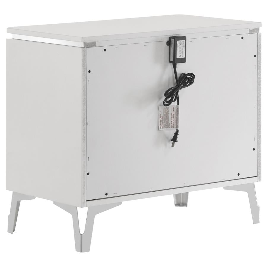 Cassia 2-drawer Nightstand Bedside Table White High Gloss-zoom-4