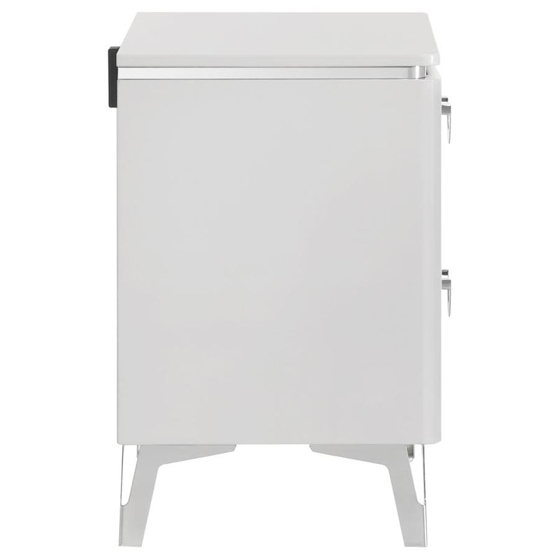 Cassia 2-drawer Nightstand Bedside Table White High Gloss-zoom-