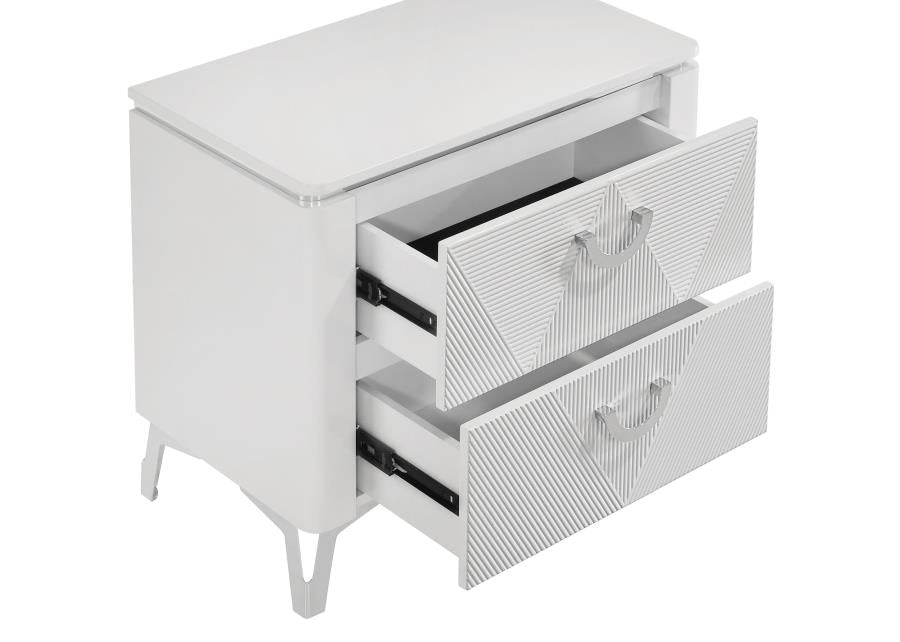 Cassia 2-drawer Nightstand Bedside Table White High Gloss-7
