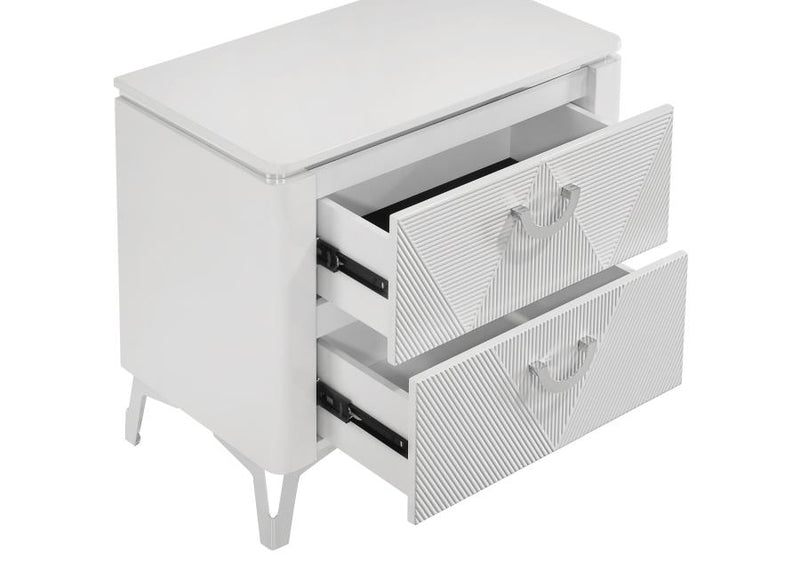 Cassia 2-drawer Nightstand Bedside Table White High Gloss-zoom-