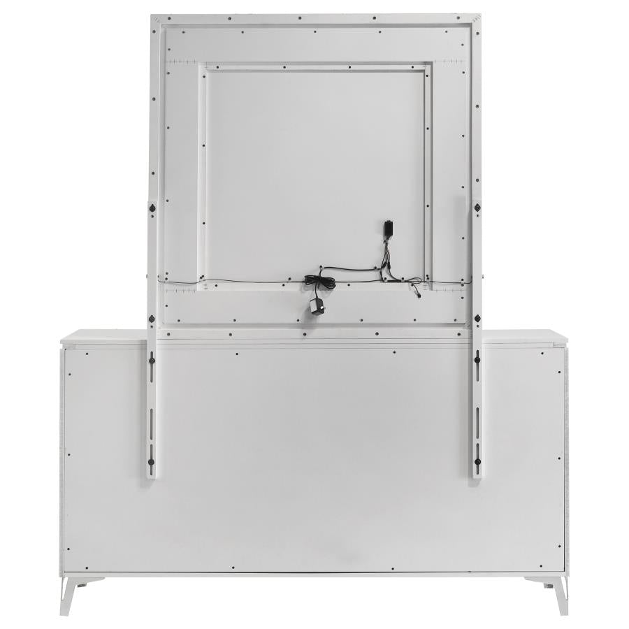 Cassia 6-drawer Dresser Cabinet with Mirror White High Gloss-zoom-5