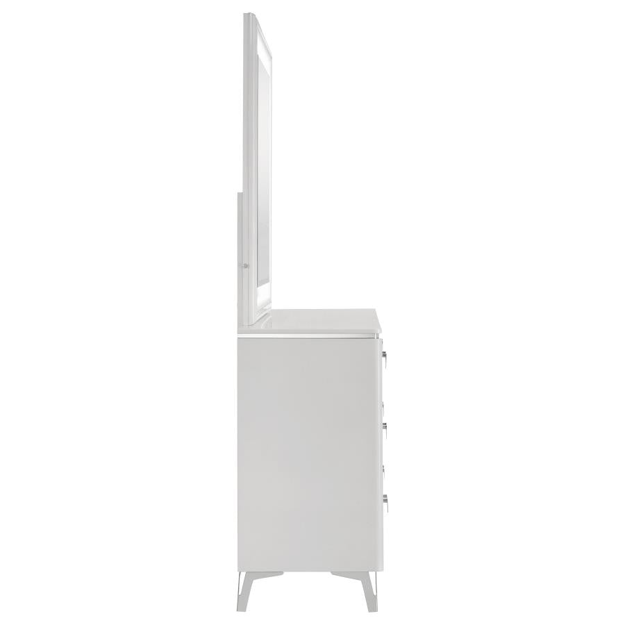Cassia 6-drawer Dresser Cabinet with Mirror White High Gloss-6