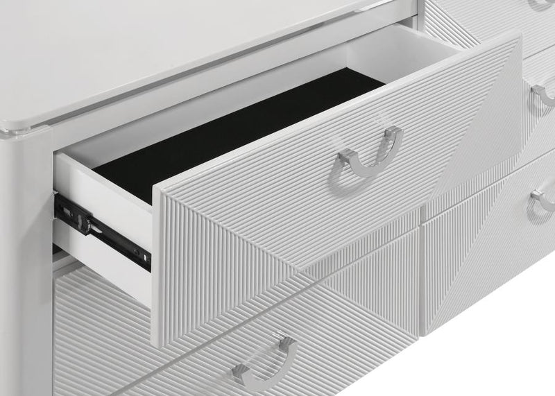 Cassia 6-drawer Dresser Cabinet with Mirror White High Gloss-zoom-