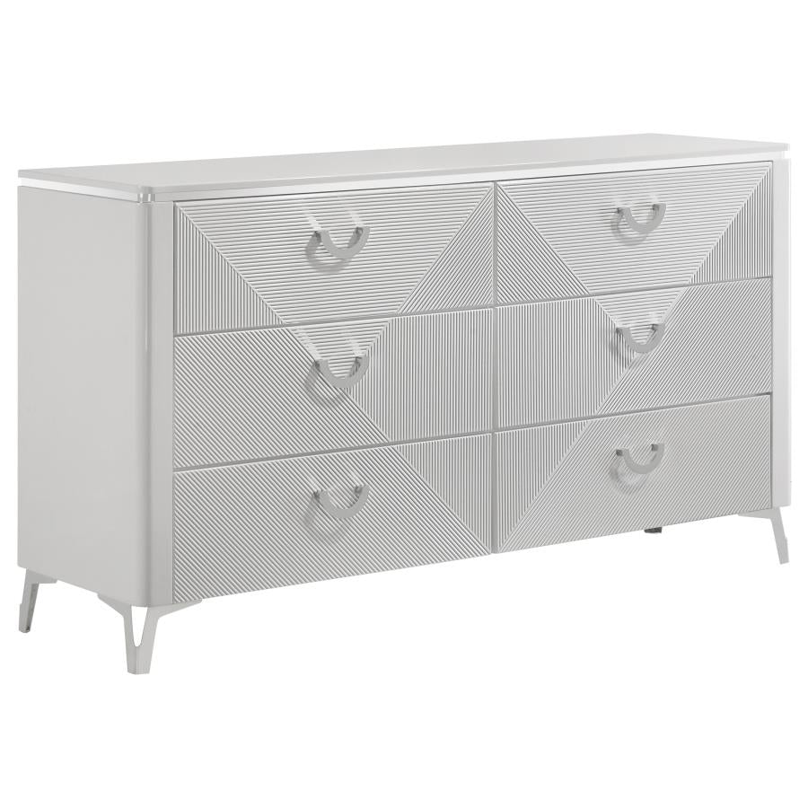 Cassia 6-drawer Bedroom Dresser Cabinet White High Gloss-1