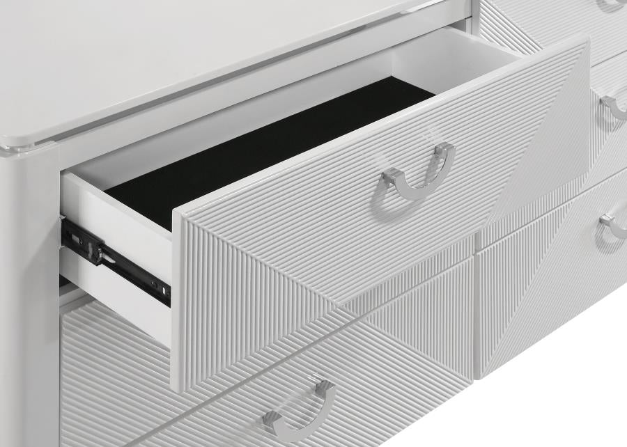 Cassia 6-drawer Bedroom Dresser Cabinet White High Gloss-zoom-7