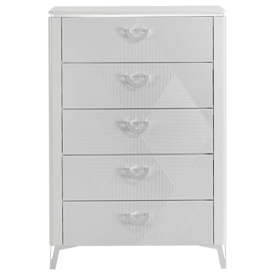 Cassia 5-drawer Bedroom Chest of Drawers White High Gloss-3