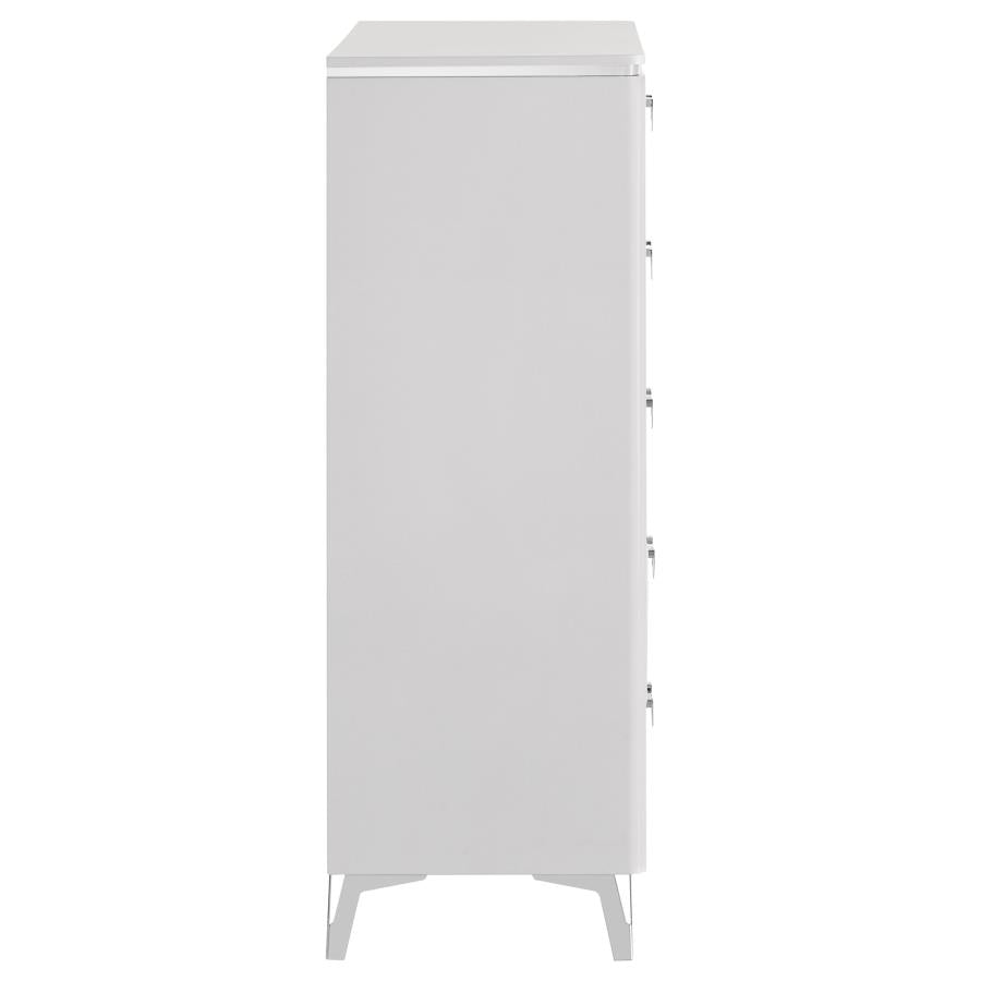 Cassia 5-drawer Bedroom Chest of Drawers White High Gloss-zoom-6
