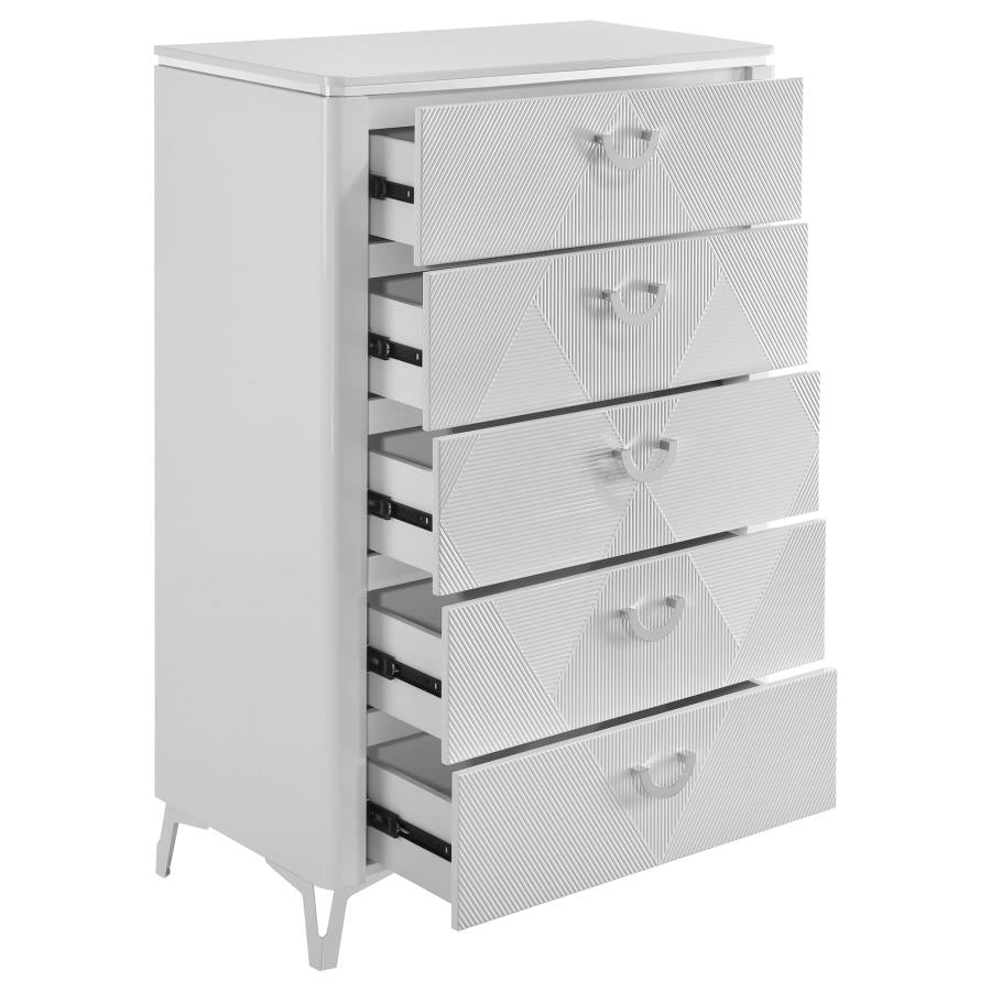 Cassia 5-drawer Bedroom Chest of Drawers White High Gloss-7