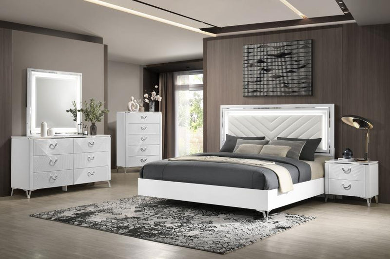 Cassia 5-drawer Bedroom Chest of Drawers White High Gloss-zoom-