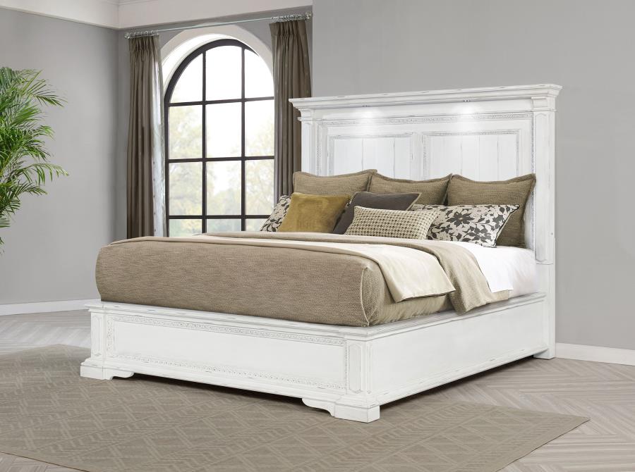 McKinney Eastern King LED Light Panel Bed Vintage White-2