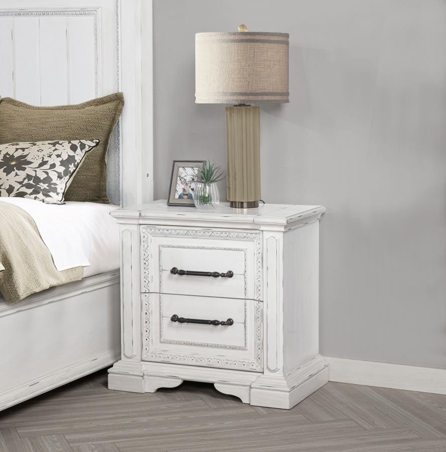McKinney 2-drawer Nightstand with Dual USB Vintage White-2