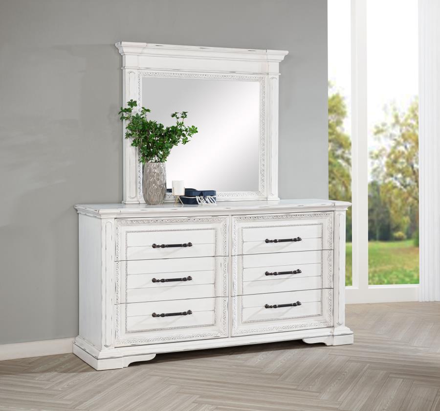 McKinney 6-drawer Bedroom Dresser with Mirror Vintage White-2