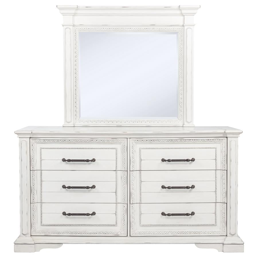 McKinney 6-drawer Bedroom Dresser with Mirror Vintage White-3