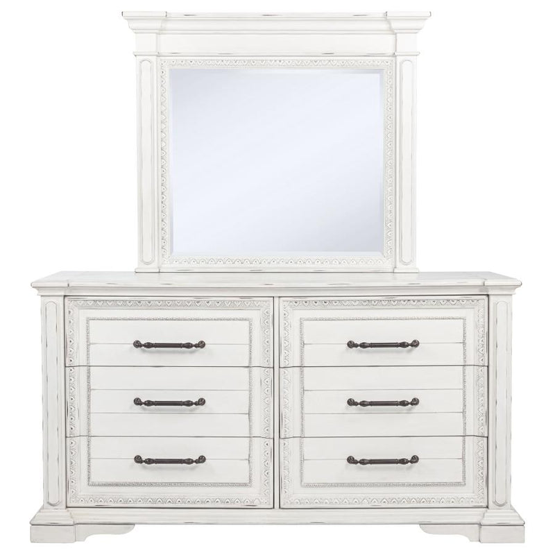 McKinney 6-drawer Bedroom Dresser with Mirror Vintage White-zoom-