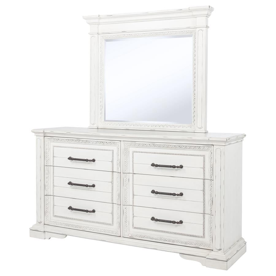 McKinney 6-drawer Bedroom Dresser with Mirror Vintage White-4