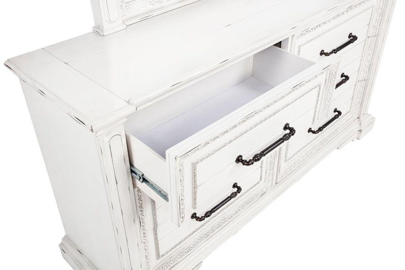 McKinney 6-drawer Bedroom Dresser with Mirror Vintage White-zoom-