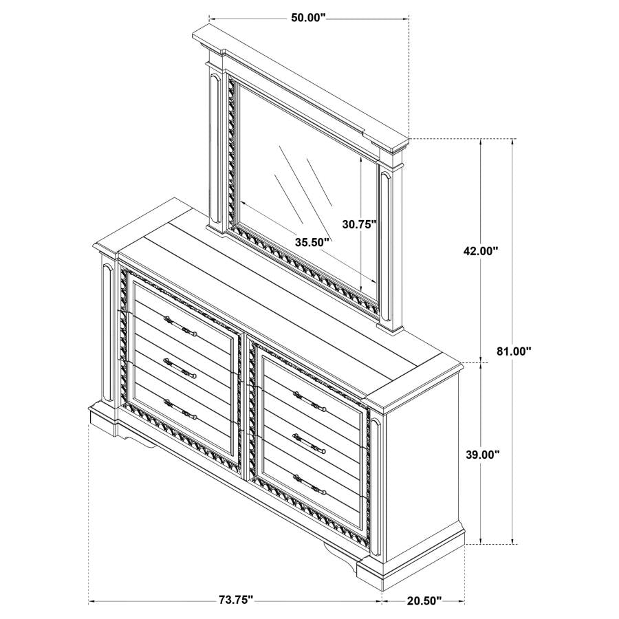 McKinney 6-drawer Bedroom Dresser with Mirror Vintage White-zoom-14