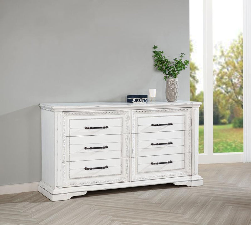 McKinney 6-drawer Bedroom Dresser Cabinet Vintage White-zoom-