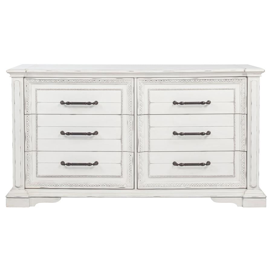 McKinney 6-drawer Bedroom Dresser Cabinet Vintage White-zoom-3