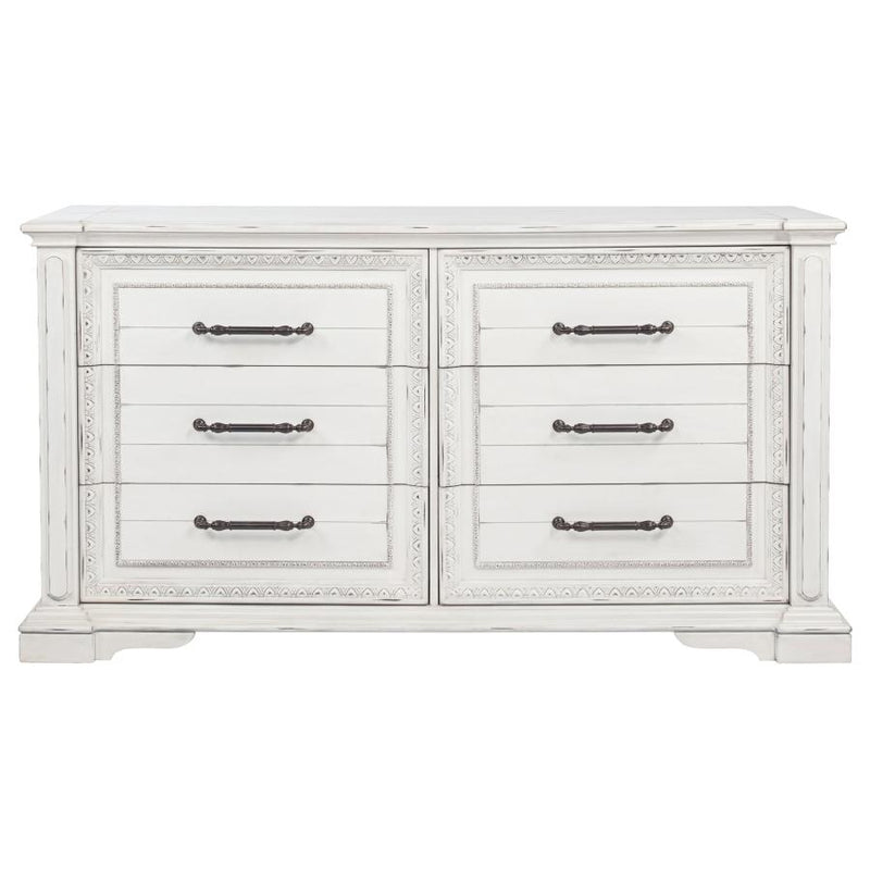 McKinney 6-drawer Bedroom Dresser Cabinet Vintage White-zoom-