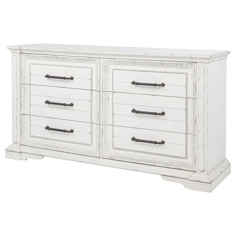 McKinney 6-drawer Bedroom Dresser Cabinet Vintage White-zoom-4