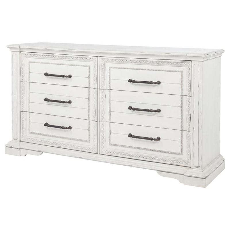 McKinney 6-drawer Bedroom Dresser Cabinet Vintage White-zoom-