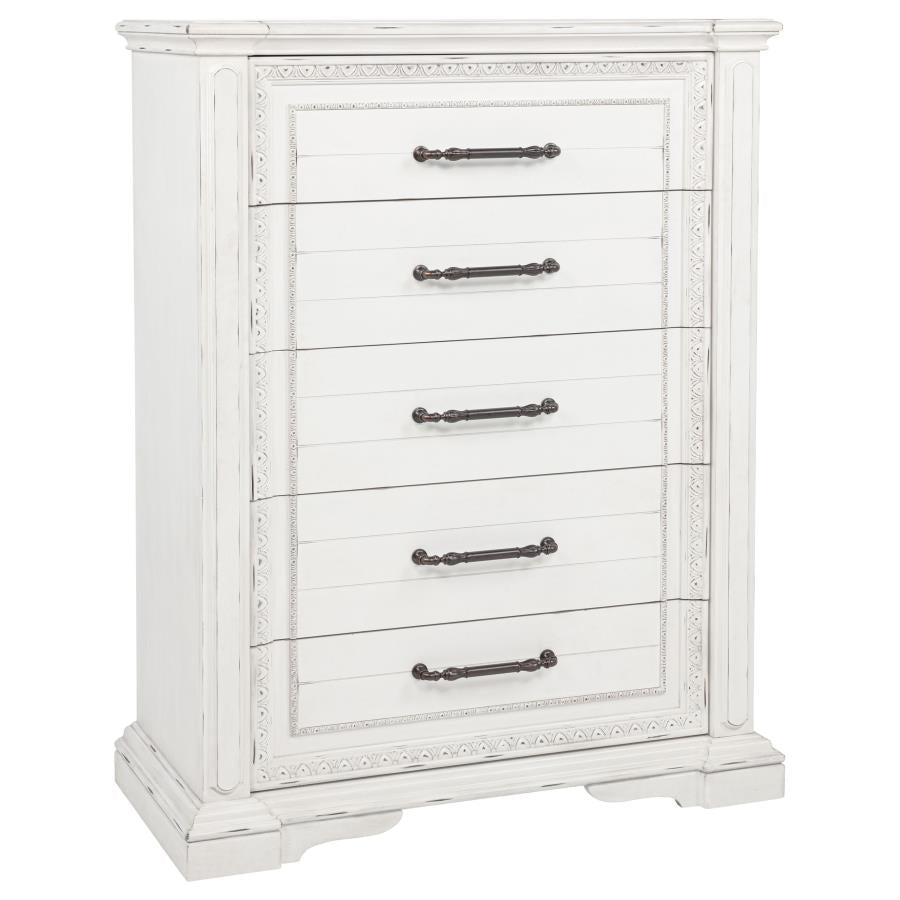 McKinney 5-drawer Bedroom Chest of Drawers Vintage White-zoom-1