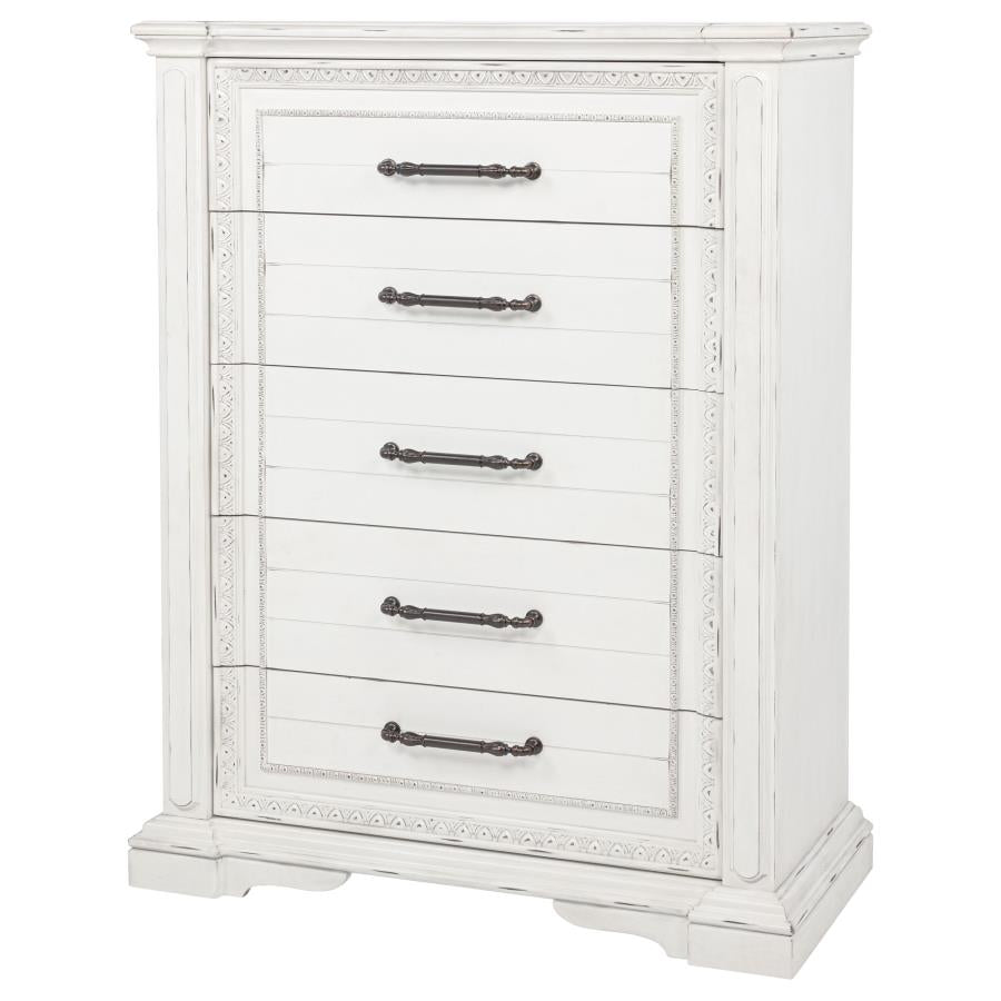 McKinney 5-drawer Bedroom Chest of Drawers Vintage White-zoom-4
