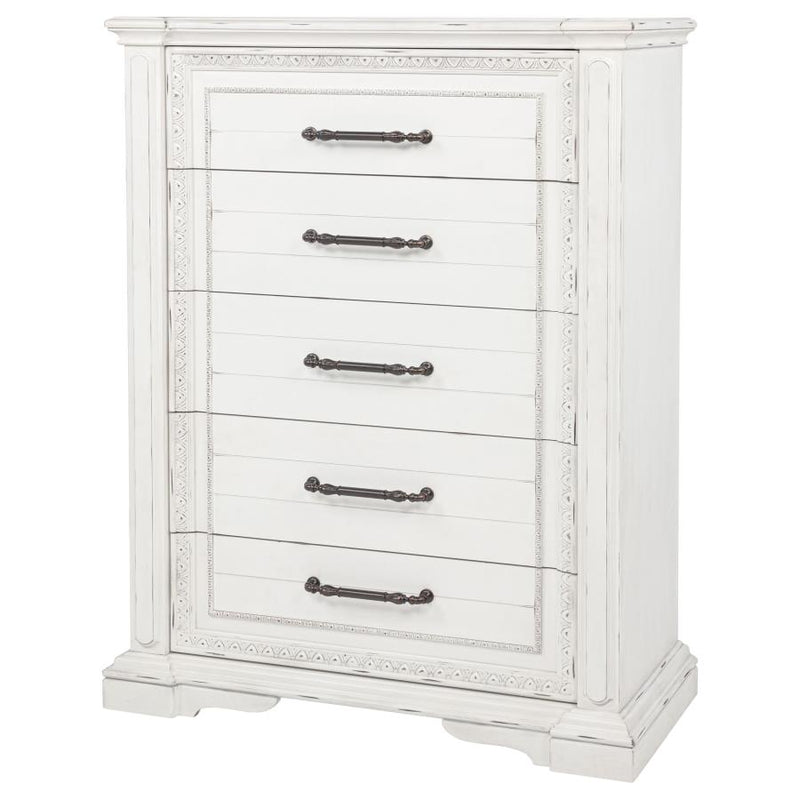 McKinney 5-drawer Bedroom Chest of Drawers Vintage White-zoom-