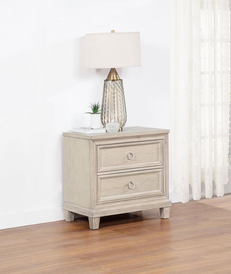 Pembroke 2-drawer Nightstand Bedside Table Washed Oak-zoom-2