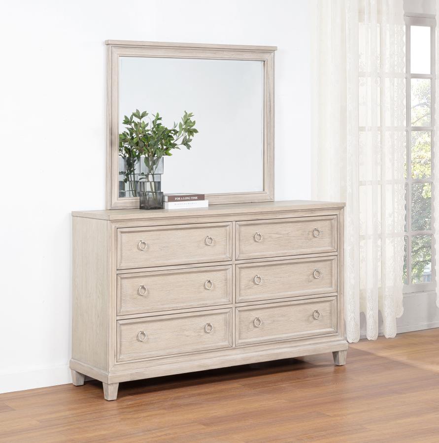 Pembroke 6-drawer Bedroom Dresser with Mirror Washed Oak-zoom-2