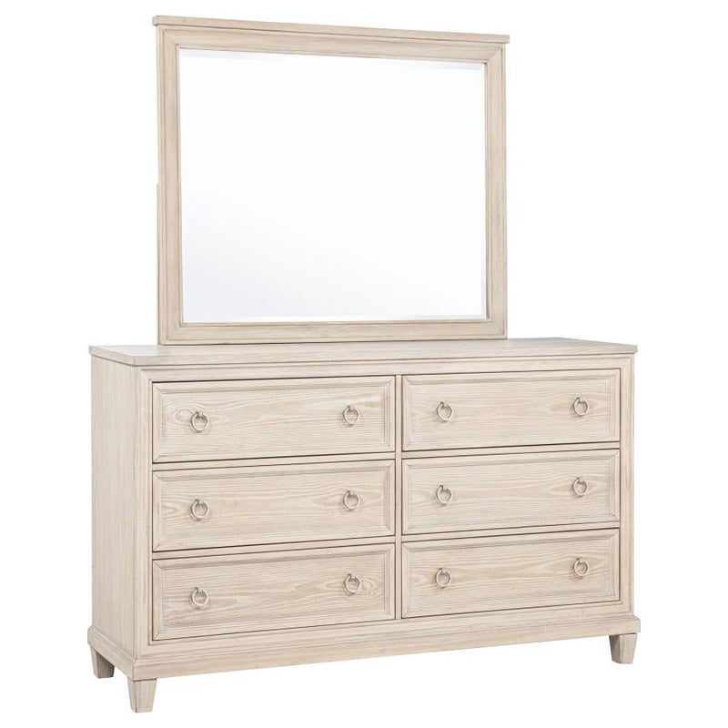 Pembroke 6-drawer Bedroom Dresser with Mirror Washed Oak-zoom-