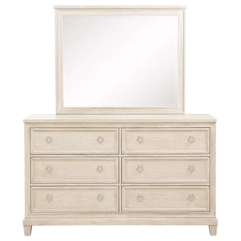 Pembroke 6-drawer Bedroom Dresser with Mirror Washed Oak-zoom-