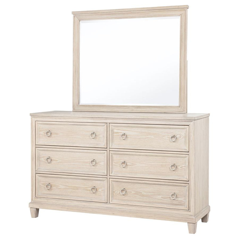 Pembroke 6-drawer Bedroom Dresser with Mirror Washed Oak-zoom-
