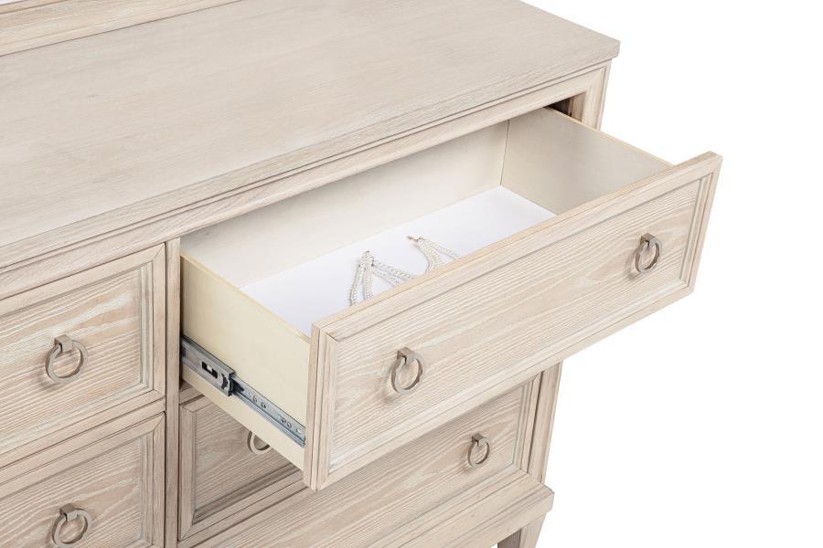 Pembroke 6-drawer Bedroom Dresser with Mirror Washed Oak-10