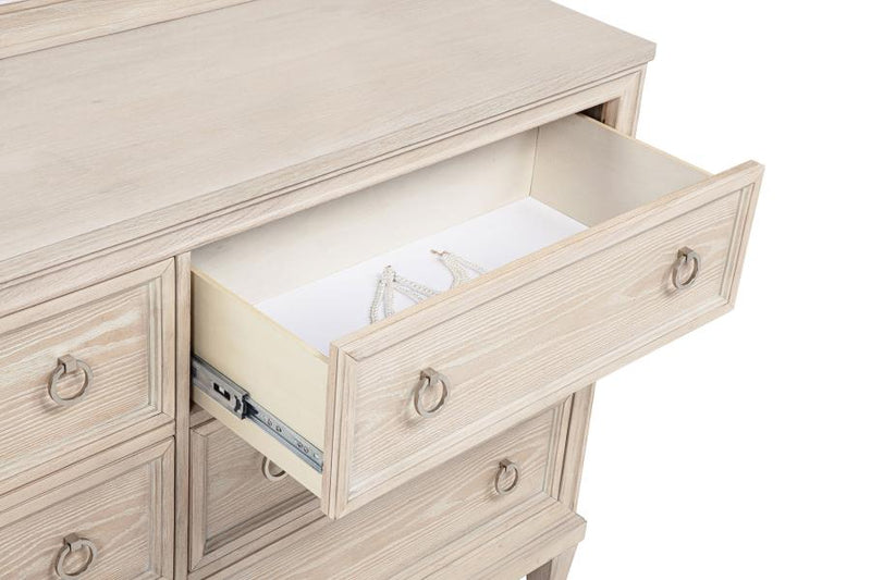 Pembroke 6-drawer Bedroom Dresser with Mirror Washed Oak-zoom-