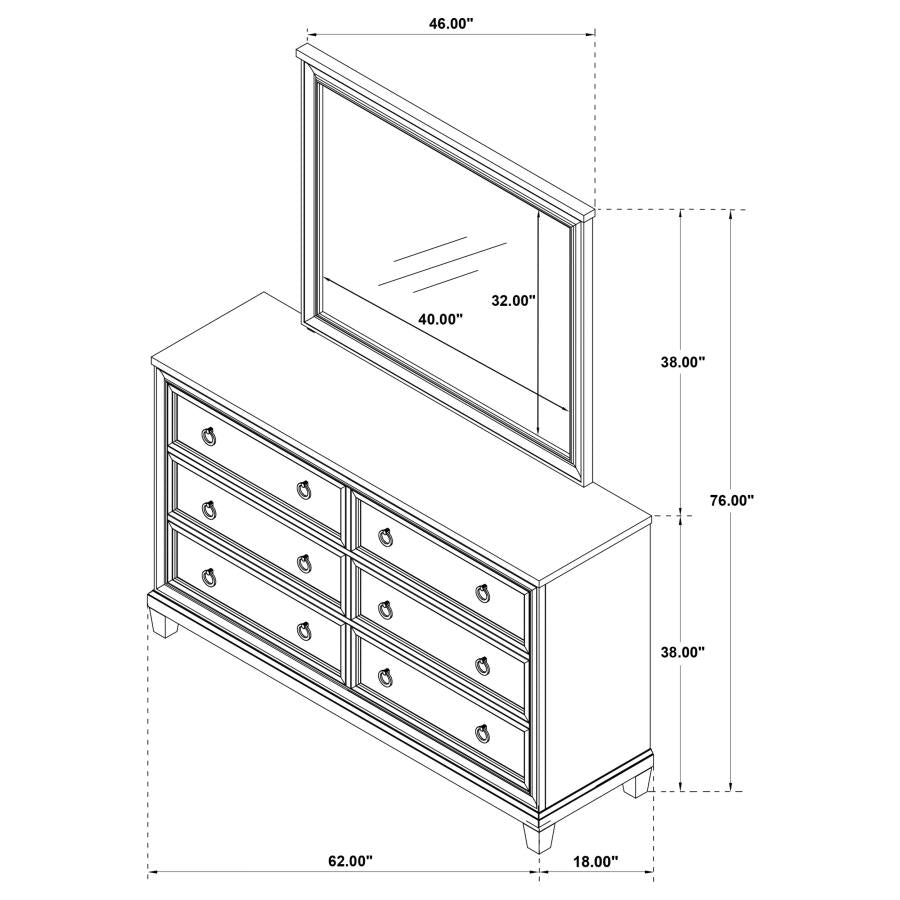 Pembroke 6-drawer Bedroom Dresser with Mirror Washed Oak-zoom-13