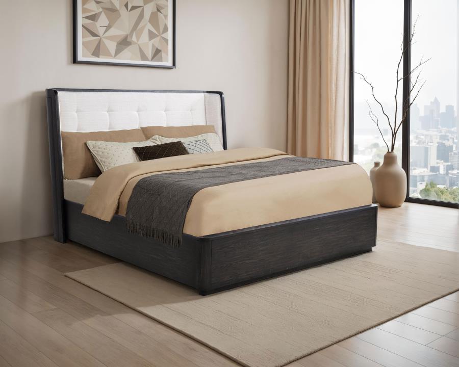 Leandro 55-inch Eastern King Wingback Bed Burnished Black-2
