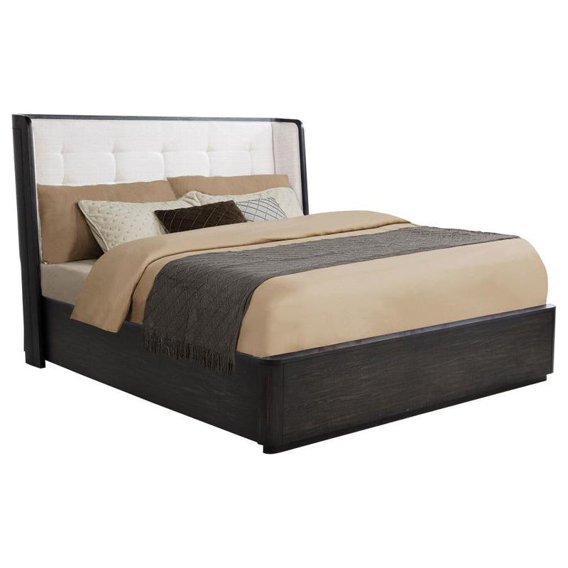 Leandro 55-inch Eastern King Wingback Bed Burnished Black-zoom-