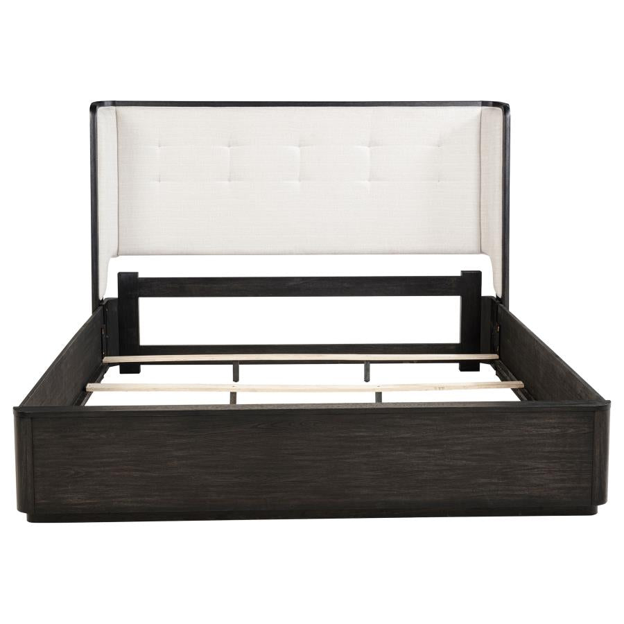 Leandro 55-inch Eastern King Wingback Bed Burnished Black-zoom-4