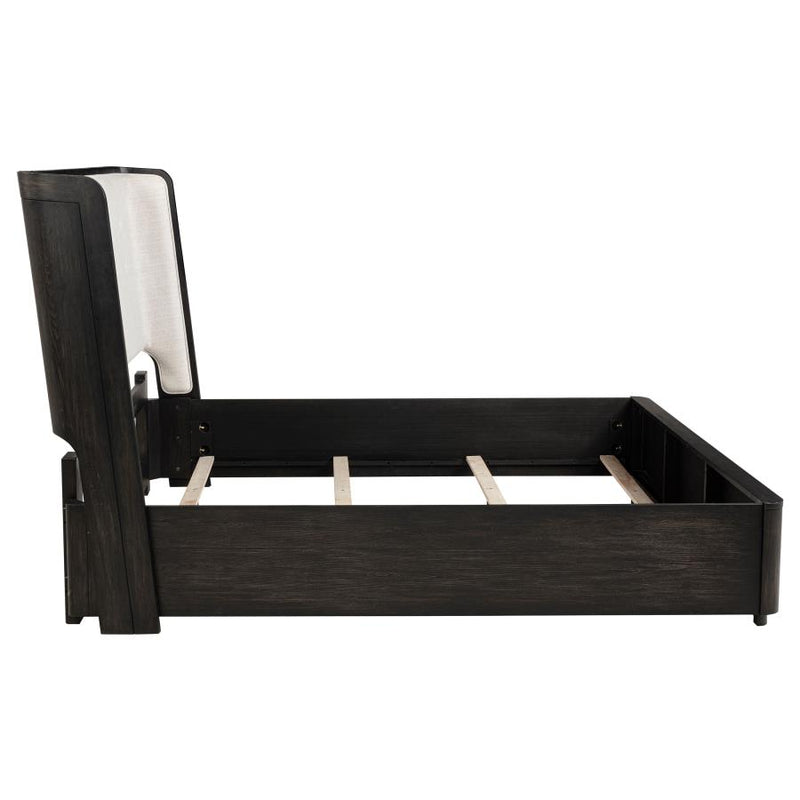 Leandro 55-inch Eastern King Wingback Bed Burnished Black-zoom-