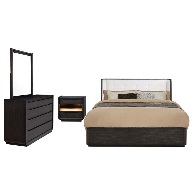 Leandro 4-piece California King Bedroom Set Burnished Black-zoom-